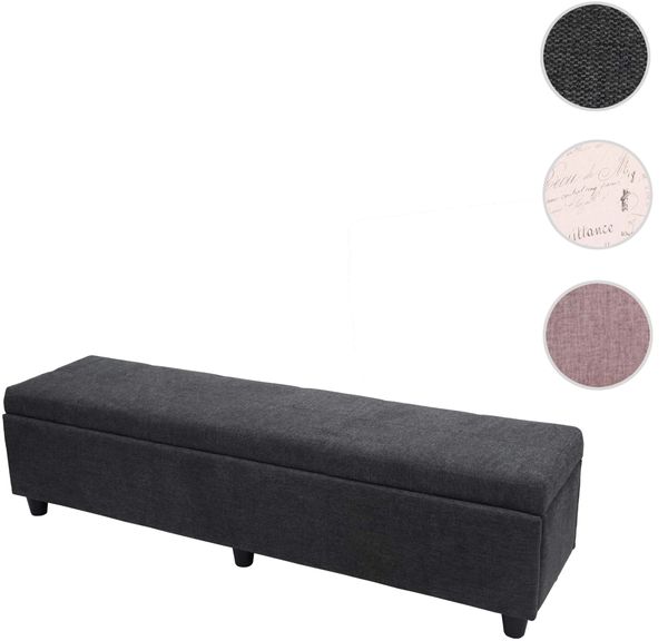 Aufbewahrungs-Truhe Kriens XXL, Sitzbank Bank, Stoff/Textil, 45x180x45cm ~ dunkelgrau Bild 9
