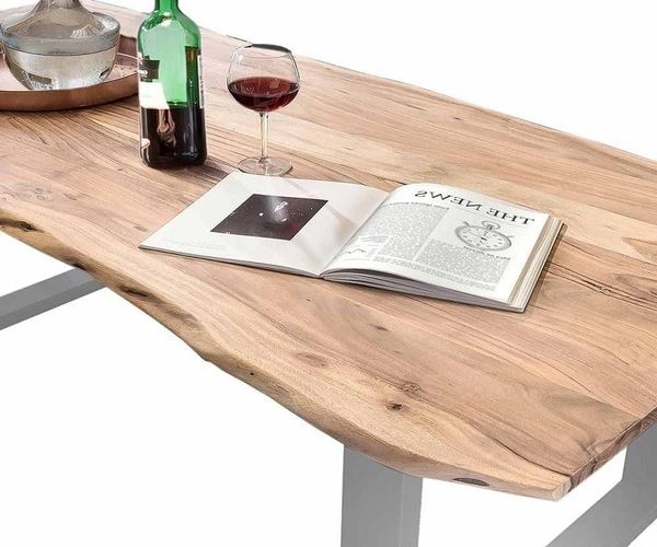 SAM® Baumkantentisch Sonja, massives Holz, echte Baumkante, Metallgestell U-Form, bis 3m Bild 3