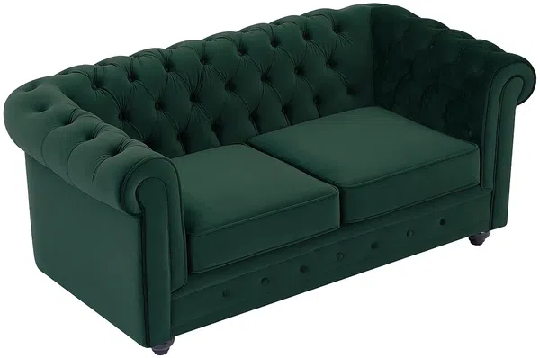 Vente-unique - CHESTERFIELD Couchgarnitur SamtStoff Grün - B 88 cm x H 72 cm x L 205 cm165 cm Bild 5