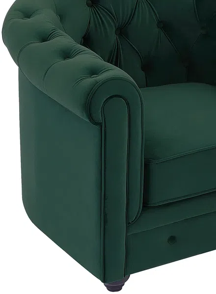 Vente-unique - CHESTERFIELD Couchgarnitur SamtStoff Grün - B 88 cm x H 72 cm x L 205 cm165 cm Bild 6