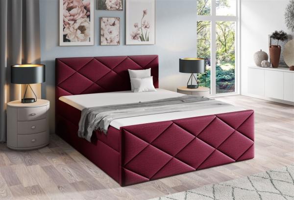 Boxspringbett Schlafzimmerbett KOSMOS 140x200cm Stoff Fancy Rot