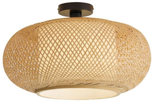 Qazqa Deckenleuchte Liva, ohne Leuchtmittel, Warmweiß, QAZQA Deckenleuchte, e27, Braun, Bamboo, Japandi