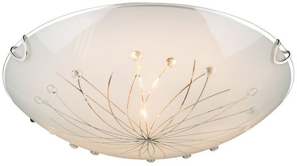 Deckenleuchte, Glas satiniert, Metall, Chrom, D 30cm Bild 2