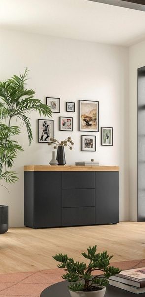 OTTO home Sideboard MAMBO, TOPSELLER!, Breite 125cm, 2 Türen, 3 Schubkästen, push-2-open (1 St, 2 farbige Ausführung, in verschiedenen Farben erhältlich), Sideboard, Kommode, Wohnzimmer, Flur, Arbeitszimmer