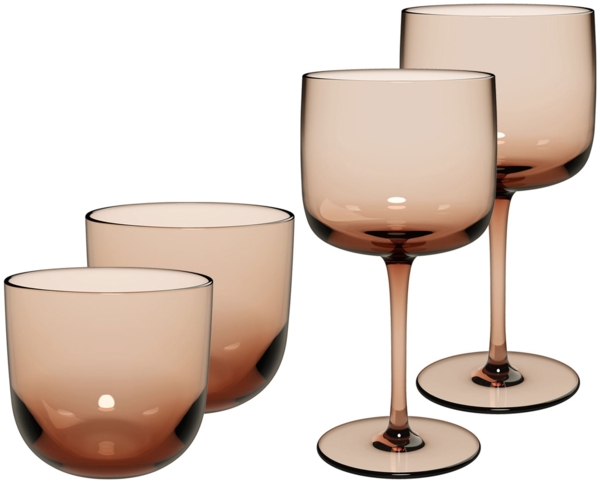 like. by Villeroy & Boch Like Glass Wein- und Wassergläser Set 4-teilig Clay