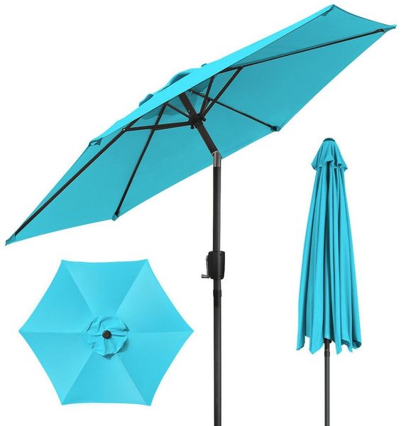 Puluomis Sonnenschirm Balkonschirm Gartenschirm Neigbar 225cm UPF 30+ mit Kurbel, rostschutzbeschichtet wasserdicht
