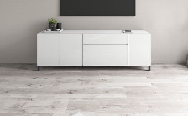 borchardt Möbel Sideboard Sophia, Grifflos mit schwarzen Metallfüßen