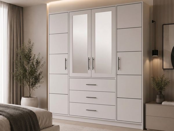 Beautysofa Kleiderschrank Kleiderschrank mit 4 türen BALI D4 Garderobenschrank mit Spiegel