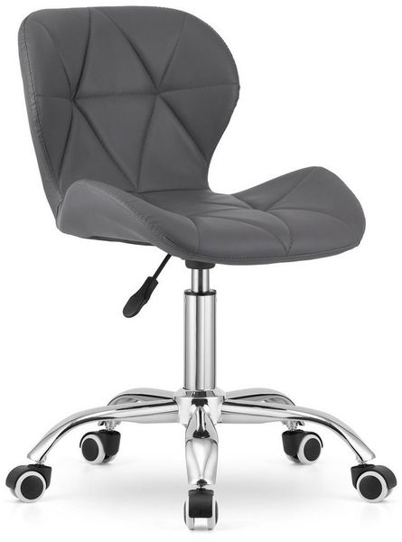 Home Collective Drehstuhl Schreibtischstuhl mit pneumatischer Verstellung (Perfekt für Kinderzimmer, Home Office und Studio), Öko-Ledersitz mit Chromfuß und Gummirädern - dunkelgrau