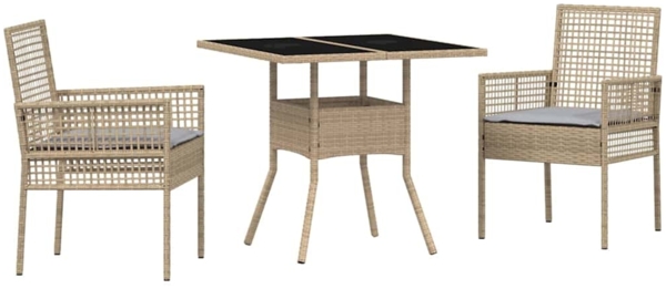 vidaXL Garten Essgruppe 3 pcs Beige Poly-Rattan 3334929