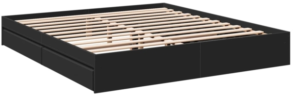 vidaXL Bettgestell mit Schubladen Schwarz 200x200 cm Holzwerkstoff 3280630 Bild 2