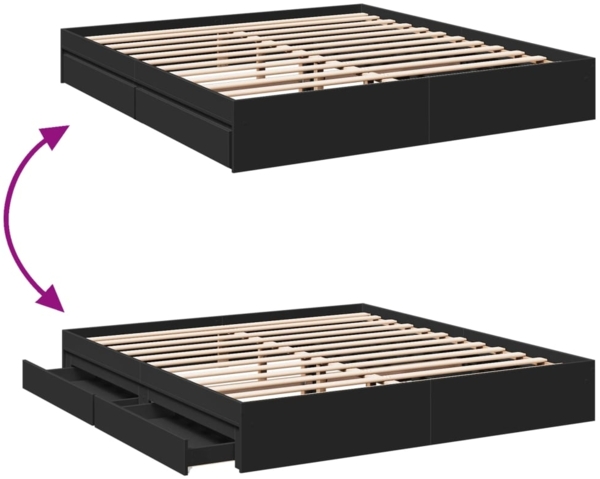 vidaXL Bettgestell mit Schubladen Schwarz 200x200 cm Holzwerkstoff 3280630 Bild 6