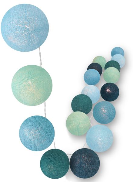 CREATIVECOTTON LED Lichterkette mit Cotton Balls inkl. Timer und Dimmer (35 Kugeln, Meeresbrise)