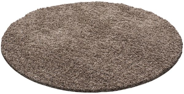 Hochflor Teppich Lux rund - 80 cm Durchmesser - Mokka