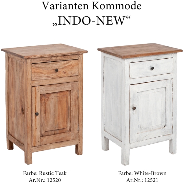 Mahagoni Kommode INDO-NEW White-Brown Beistellschrank Schrank Massivholzkommode Bild 5