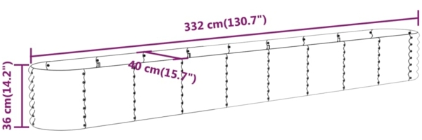 vidaXL Hochbeet Verzinkter Stahl 332x40x36 cm Braun 318885 Bild 5