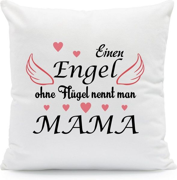 GRAVURZEILE Zierkissen mit Spruch - Engel ohne Flügel - Geschenk zum Muttertag - Für Familie, starke Farben ohne Verblassen, Maschinenwäsche geeignet - mit Füllung