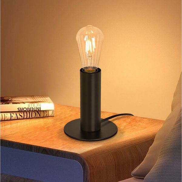ZMH Tischleuchte Wohnzimmer Schwarz E27 Tischlampe MAX. 40W inkl. Schalter Flur, Einfache Installation, ohne Leuchtmittel, mit Stecker Lesenlampe für Schlafzimmer Wohnzimmer
