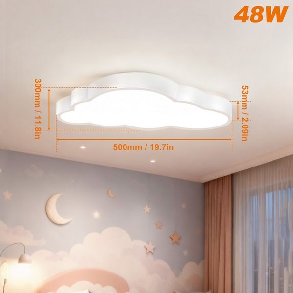 FIVMEN LED Deckenleuchte Wolken Deckenlampe 48W mit Fernbedienung Dimmbar, LED fest integriert, 50 cm x 28 cm x 5,3cm