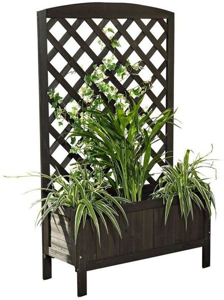 Melko Blumenkasten Rankkasten Blumenkasten Rankgitter Holz Schwarz 72x30x120 cm (Stück), Langlebig