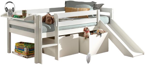 Kojenbett mit Rutsche Karolina 208 x 175 x 83 Massivholz Weiß