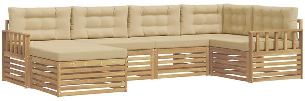 vidaXL Outdoor-Sofagarnitur mit Kissen 6 pcs Weiß und Beige Polyester 3390758 Bild 2