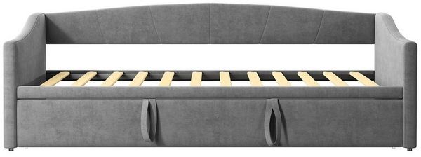 Furnishings Home Polsterbett Daybett Tagesbettt Ausziehbett (1-tlg), Schlafsofa, Mit Unterbett, 90x200 cm/180x200 cm, Lattenrost, Samt