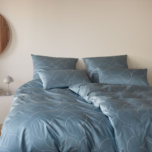 Elegante Mako Satin Bettwäsche Circus 24579-4 salbei Kreise 135x200