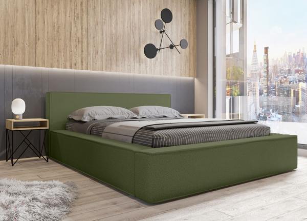 Polsterbett Doppelbett OMAHA 140x200cm in Stoff Now or Never Grün