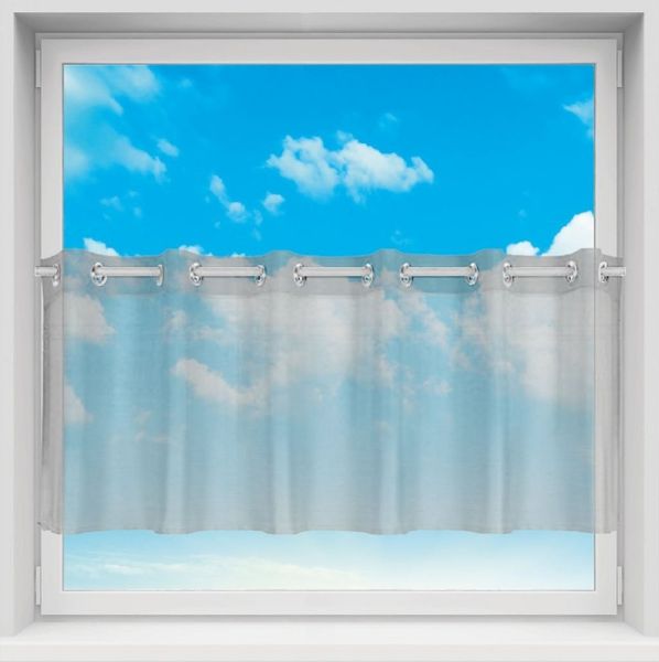 Ösen-Bistrogardine in B160cm x L60cm, transparente uni Scheibengardine Voile in vielen verschiedenen Farben erhältlich (grau - hellgrau )