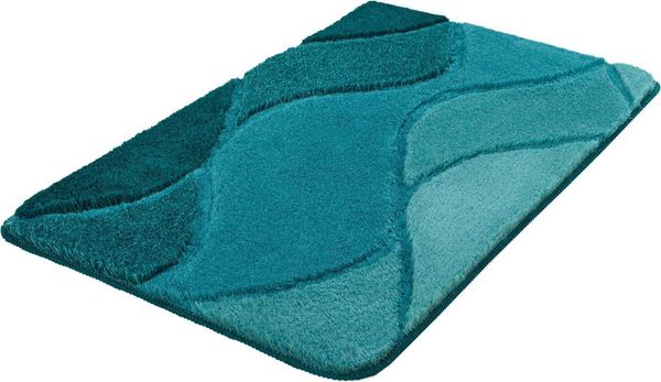 Kleine Wolke Badematte Fiona, Badvorleger, Badezimmer Teppich, Höhe 20 mm, rutschhemmend beschichtet, fußbodenheizungsgeeignet, Polyacryl, rechteckig, Badteppich, modernes Wellen Design, Hoch-Tief Effekt, waschbar