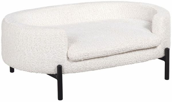 Casa Padrino Luxus Hundebett Weiß / Schwarz 84 cm - Luxus Hundemöbel