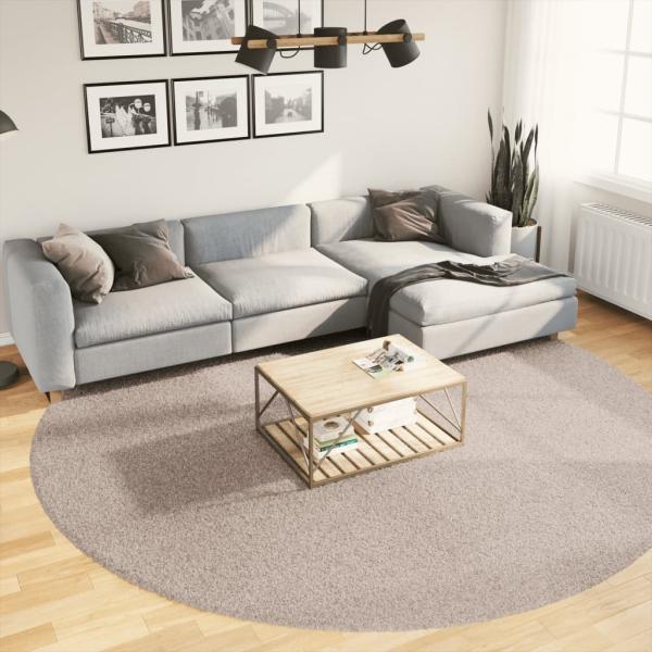 vidaXL Shaggy-Teppich PAMPLONA Hochflor Modern Beige Ø 280 cm 375227