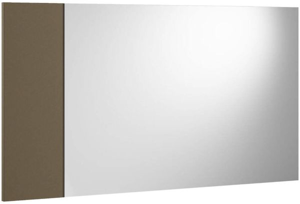 Dmora Spiegel Atri, dekorativer Eingangsspiegel, Wandeinrichtungsgegenstand mit Seitenprofil, 100 % Made in Italy, 110 x 3 x 60 cm, Weiß und Braun