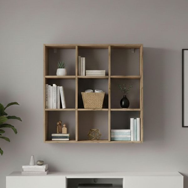 Dmora - Bücherregal Rodrigo, Schrank mit Regalen, Bürobibliothek, 100% Made in Italy, Eiche, 90 x 25 x 90 cm,