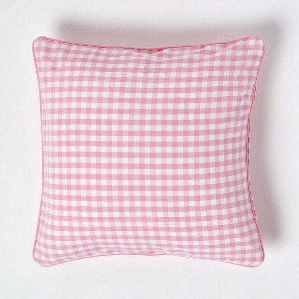 Homescapes Kissenhülle Gingham-Kissenbezug aus Baumwolle, 30x50 cm, rosa