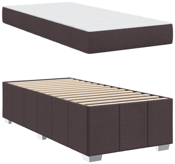 vidaXL Bettrahmen mit Matratze Dunkelbraun 90 x 190 cm Stoff 3398254 Bild 4
