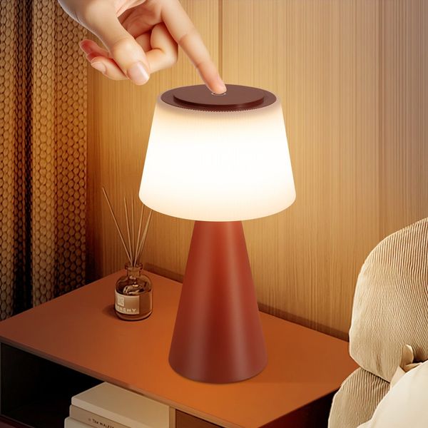 ZMH Beistelltischlampe, wiederaufladbare LED-Akku-Nachttischlampe – 3600 mAh, kabellose Tischlampe, Touch-dimmbare Lampe mit USB-Aufladung, wiederaufladbarer Akku