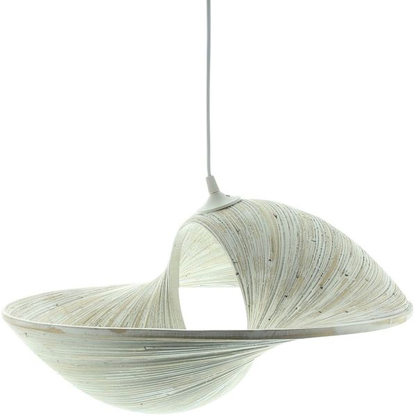 Dekoleidenschaft Pendelleuchte "Swing" aus Bambus, weiß, Hängelampe, Pendellampe, Deckenlampe, Lampe, ohne Leuchtmittel, für Wohnzimmer, Küche, Esstisch