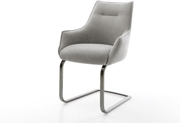 Freischwinger Alja-Flex mit Armlehnen Strukturstoff Soft Grau Freischwinger flach Graphit Taschenfederkern
