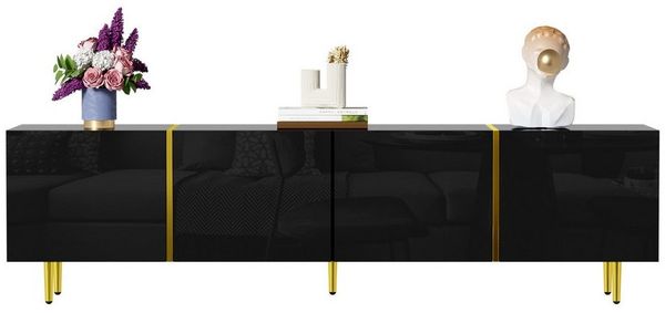 Merax Lowboard hochglanz TV-Schrank mit 4 Türen und Stauraum (1 St), TV-Kommode Fernsehtisch mit Goldakzente, Breit: 170cm