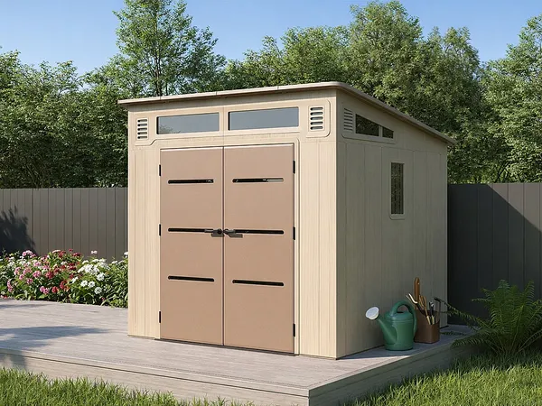 Vente-unique - ANTEVA Gartenhaus Harz BraunBeige - B 237 cm x H 230 cm x L 237 cm