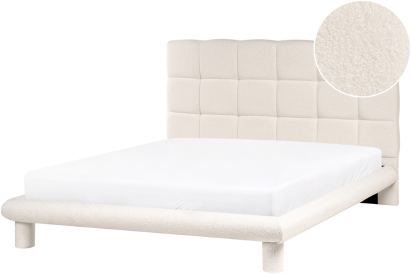 Bett mit Lattenrost Bouclé CRESSAT 140 x 200 cm Cremeweiß