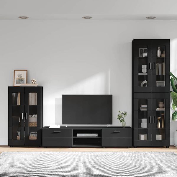 vidaXL TV-Schrankset mit Schubladen FLORIN 3 pcs Schwarz Holzwerkstoff 3397955