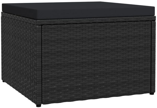 vidaXL Outdoor-Fußhocker mit Kissen Schwarz Polyrattan 310489