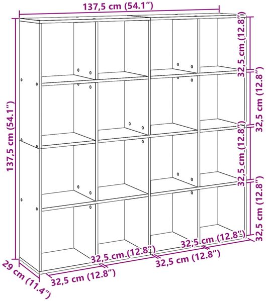 vidaXL Bücherregal Artisan-Eiche 137,5x29x137,5 cm Holzwerkstoff 3310297 Bild 10