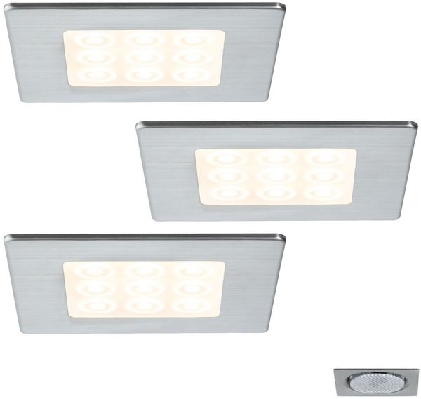 Paulmann Möbel Einbauleuchten Set LED eckig PIR Sensor Bewegungsmelder 3x3,6W 12VA 230/12V 20mm Edelstahl6351