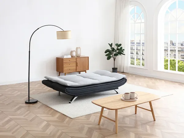 Vente-unique - DEMIDO Sofa Stoff SchwarzGrau - B 86 cm x H 84 cm x L 176 cm
