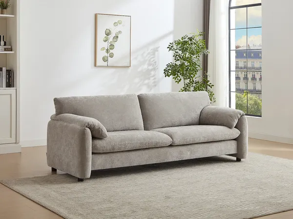 Vente-unique - OPRALIO Sofa Stoff Grau - B 89 cm x H 80 cm x L 228 cm