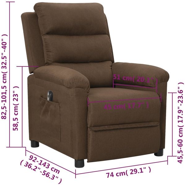 vidaXL Relaxsessel Elektrisch Braun Stoff 3098967 Bild 12